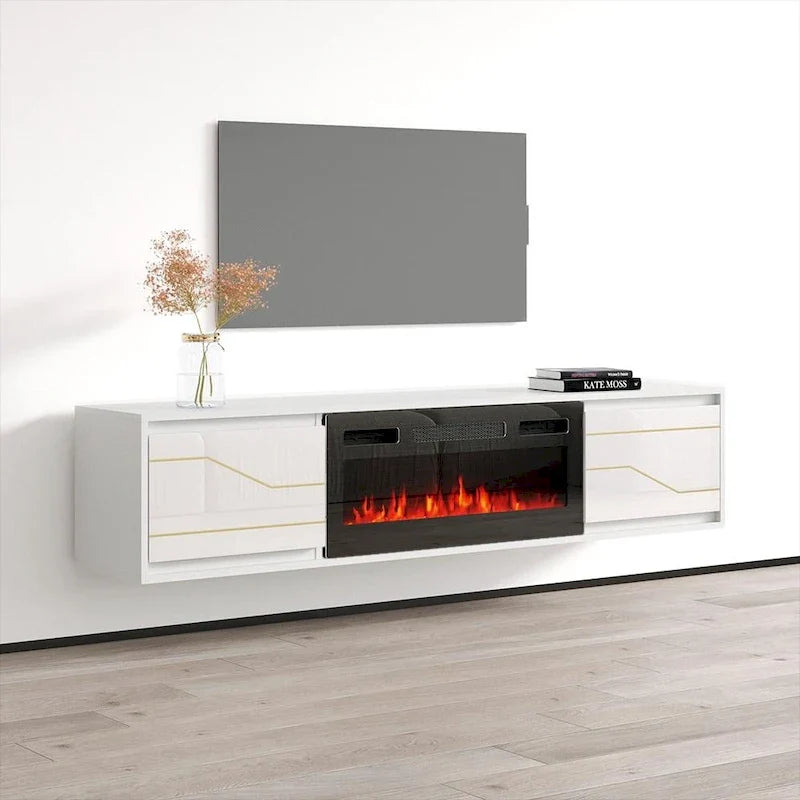 Meuble TV avec cheminée Maze BL-EF