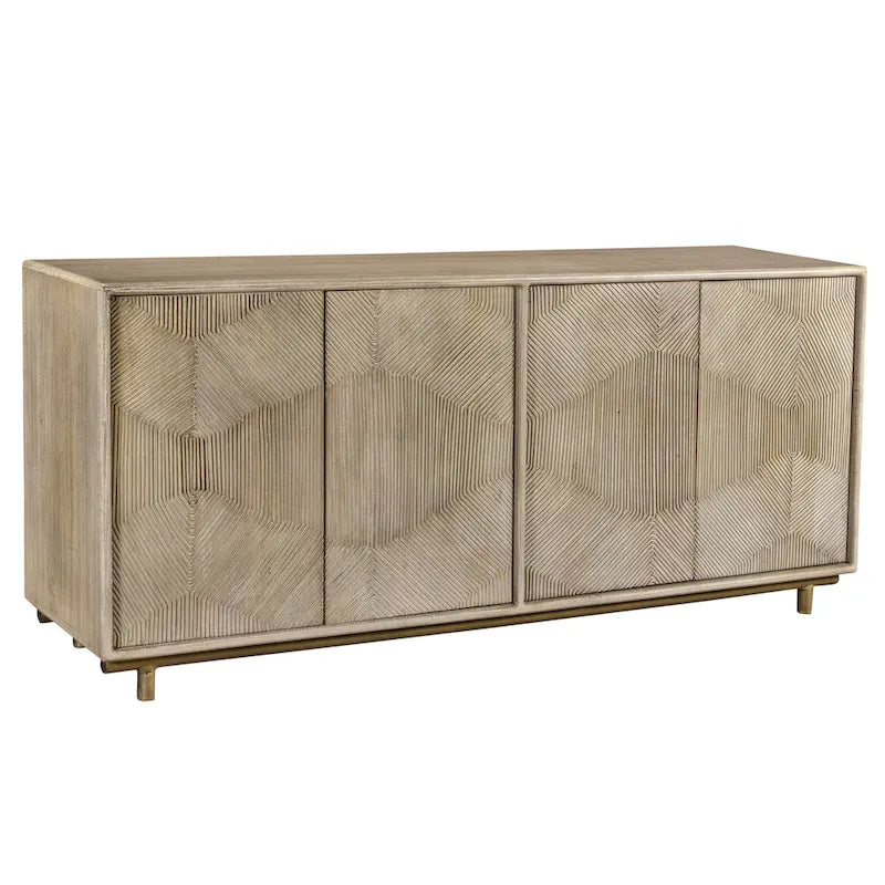 Buffet en bois Brighton à quatre portes, beige