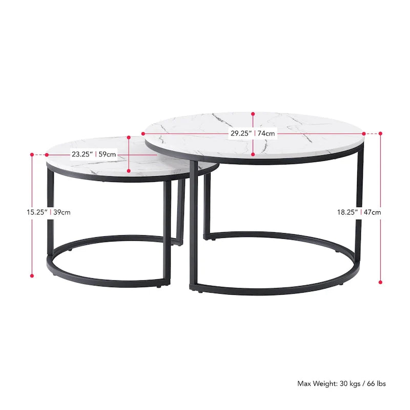 Lot de 2 tables basses gigognes