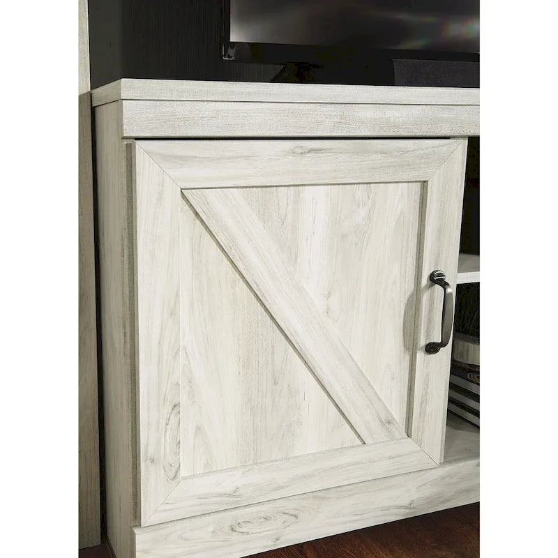 Meuble multimédia 4 pièces Signature Design by Ashley Bellaby Whitewash avec cheminée électrique - 103.5L x 19.5P x 72.25H