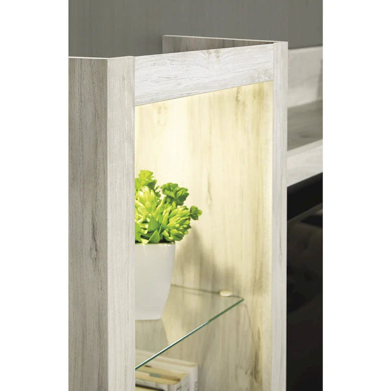 Meuble multimédia 4 pièces Signature Design by Ashley Bellaby Whitewash avec cheminée électrique - 103.5L x 19.5P x 72.25H