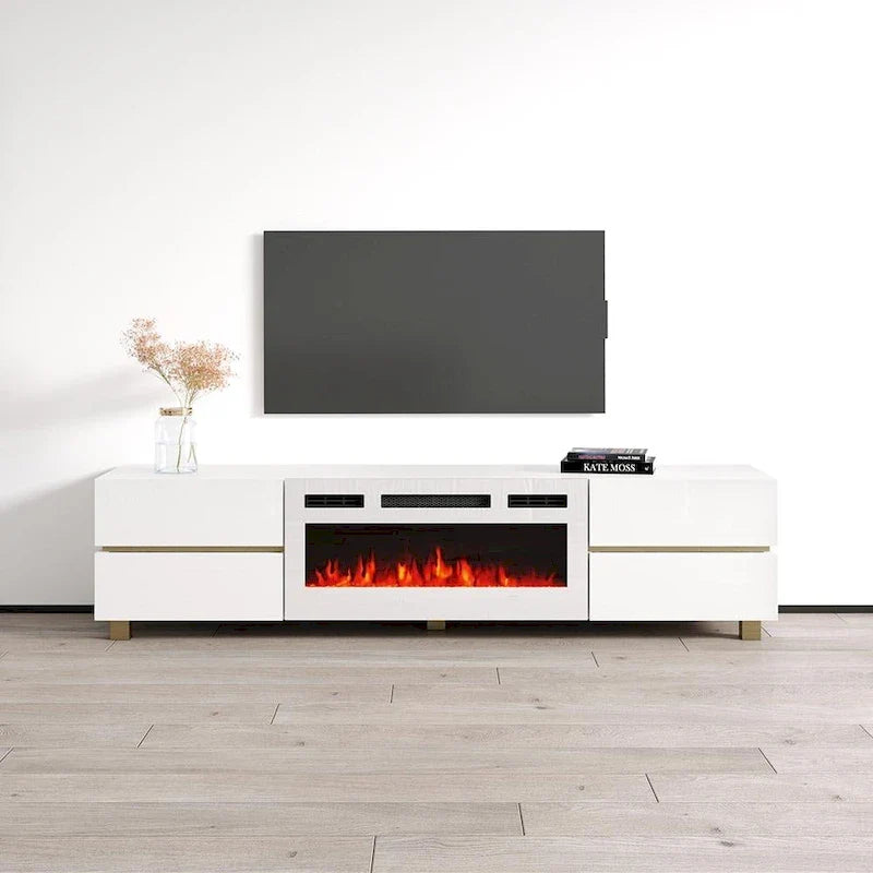 Meuble TV cheminée Bono 01 WH-EF
