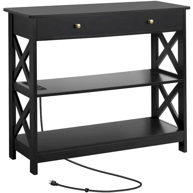 Console Yaheetech en bois avec prise de courant, table d'entrée