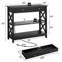 Console Yaheetech en bois avec prise de courant, table d'entrée