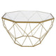 Table basse octogonale moderne Malibu 29 avec plateau en verre trempé et base géométrique en métal robuste pour salon et bureau