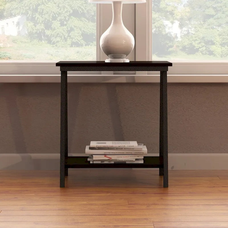 Table d'appoint étroite Leick Home Empiria avec étagère et cadre en métal