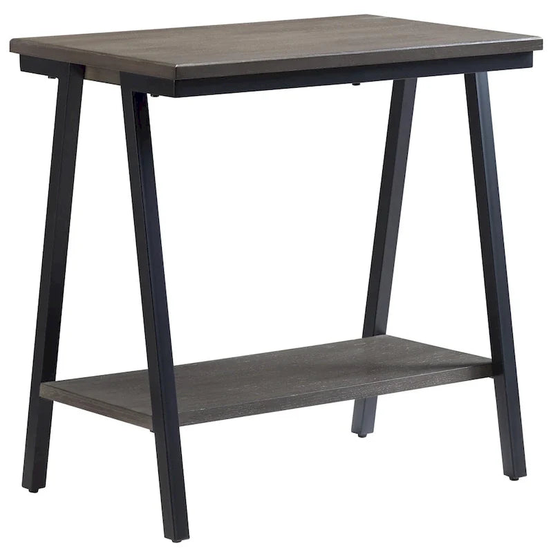Table d'appoint étroite Leick Home Empiria avec étagère et cadre en métal