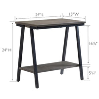 Table d'appoint étroite Leick Home Empiria avec étagère et cadre en métal