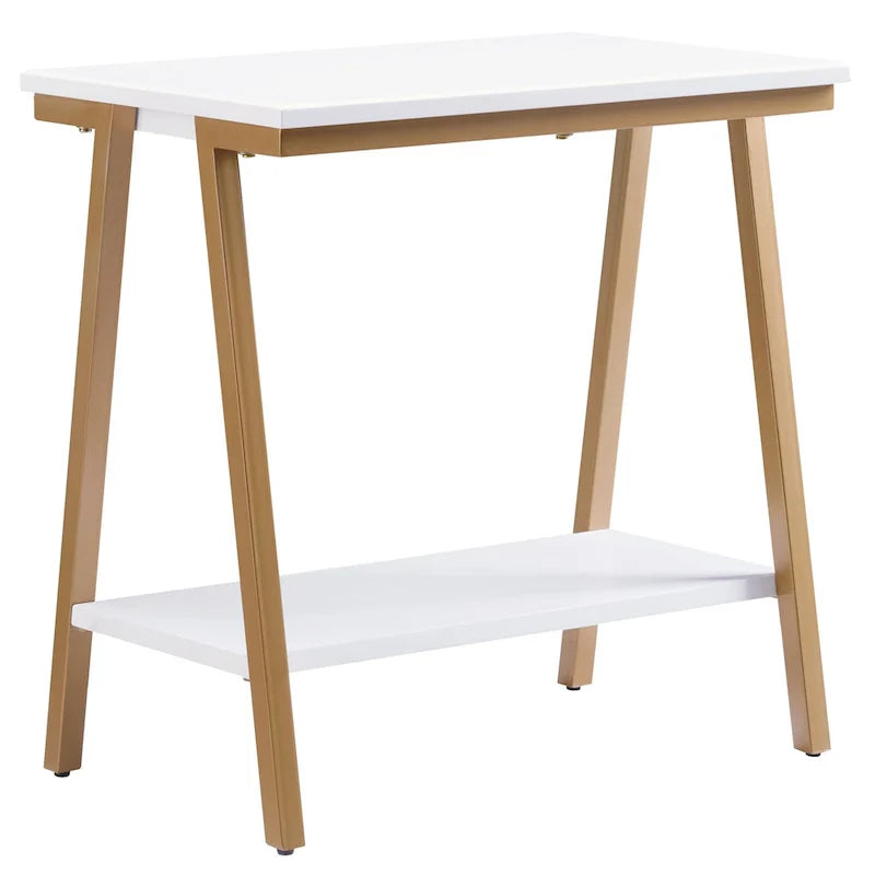 Table d'appoint étroite Leick Home Empiria avec étagère et cadre en métal