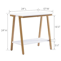Table d'appoint étroite Leick Home Empiria avec étagère et cadre en métal