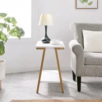 Table d'appoint étroite Leick Home Empiria avec étagère et cadre en métal