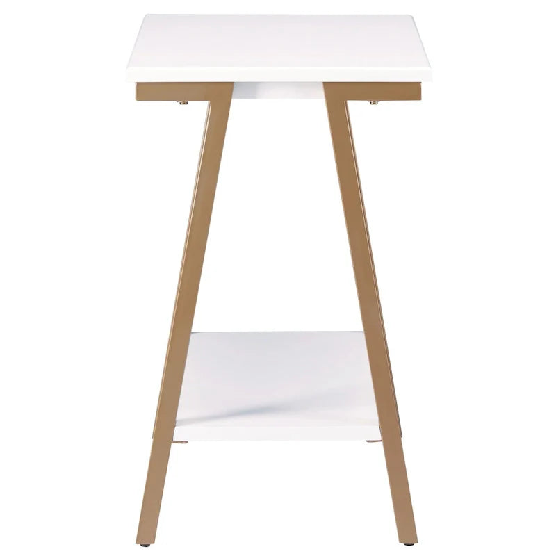 Table d'appoint étroite Leick Home Empiria avec étagère et cadre en métal