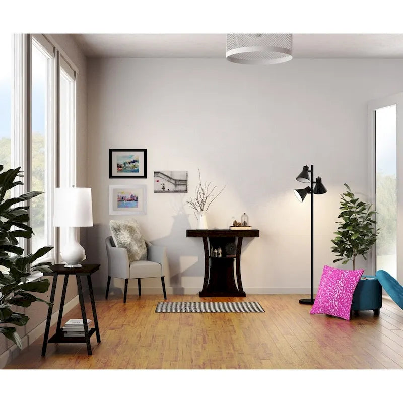 Table d'appoint étroite Leick Home Empiria avec étagère et cadre en métal