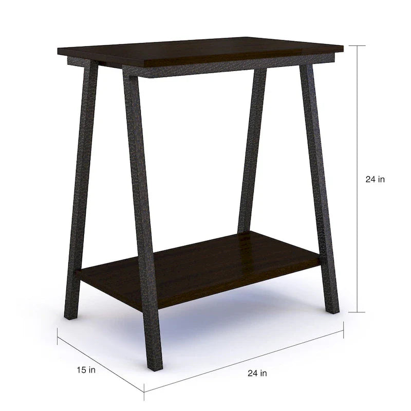 Table d'appoint étroite Leick Home Empiria avec étagère et cadre en métal