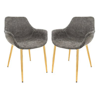 Chaise de salle à manger LeisureMod avec pieds en métal doré, lot de 2 - Marron clair - 24,5Px25,2Lx33H