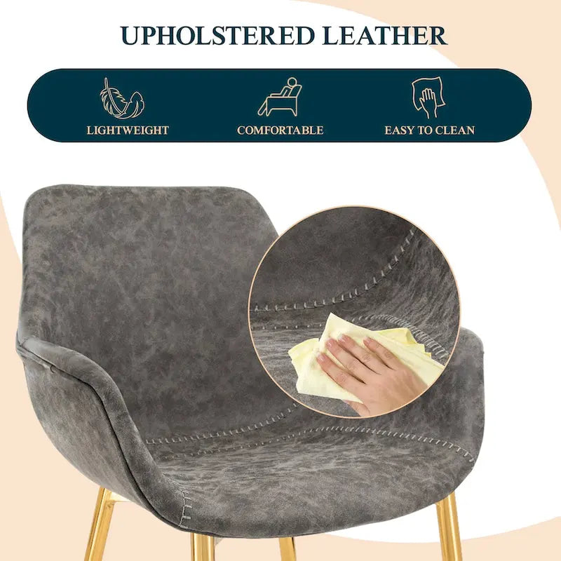 Chaise de salle à manger LeisureMod avec pieds en métal doré, lot de 2 - Marron clair - 24,5Px25,2Lx33H