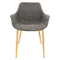 Chaise de salle à manger LeisureMod avec pieds en métal doré, lot de 2 - Marron clair - 24,5Px25,2Lx33H