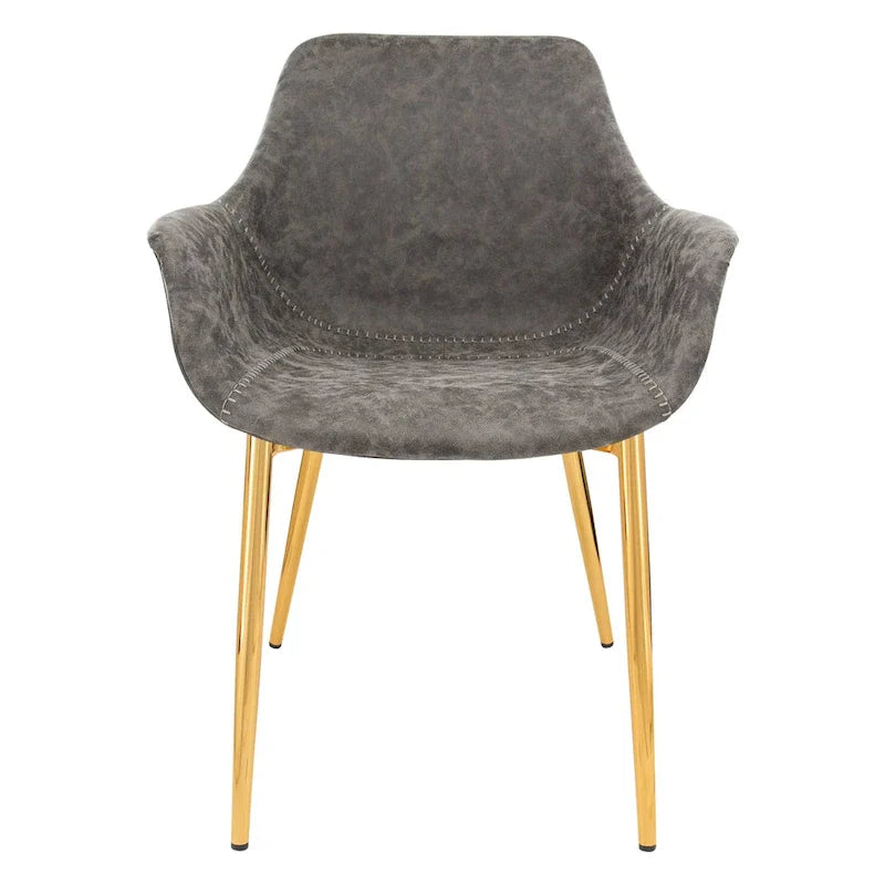 Chaise de salle à manger LeisureMod avec pieds en métal doré, lot de 2 - Marron clair - 24,5Px25,2Lx33H