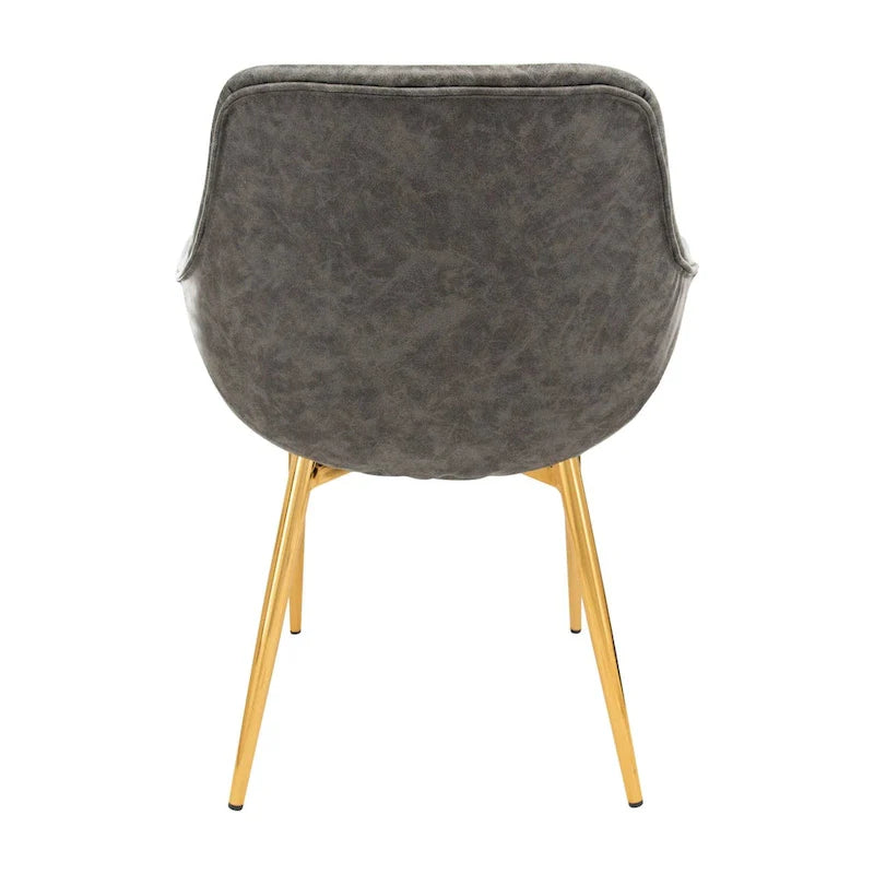 Chaise de salle à manger LeisureMod avec pieds en métal doré, lot de 2 - Marron clair - 24,5Px25,2Lx33H