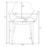 Chaise de salle à manger LeisureMod avec pieds en métal doré, lot de 2 - Marron clair - 24,5Px25,2Lx33H