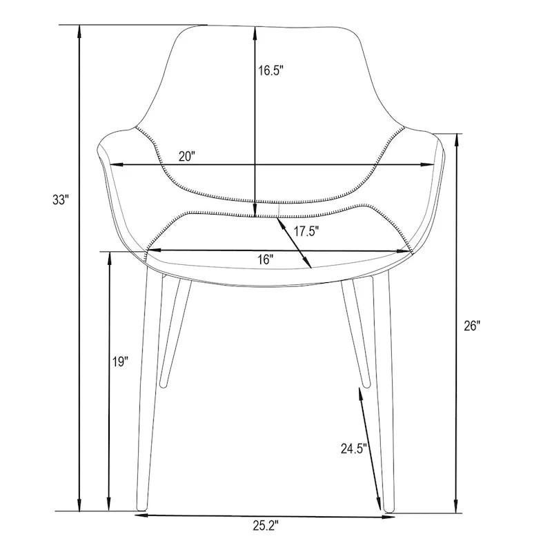Chaise de salle à manger LeisureMod avec pieds en métal doré, lot de 2 - Marron clair - 24,5Px25,2Lx33H