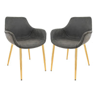 Chaise de salle à manger LeisureMod avec pieds en métal doré, lot de 2 - Marron clair - 24,5Px25,2Lx33H
