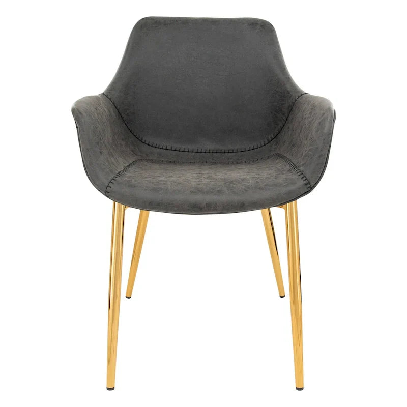 Chaise de salle à manger LeisureMod avec pieds en métal doré, lot de 2 - Marron clair - 24,5Px25,2Lx33H