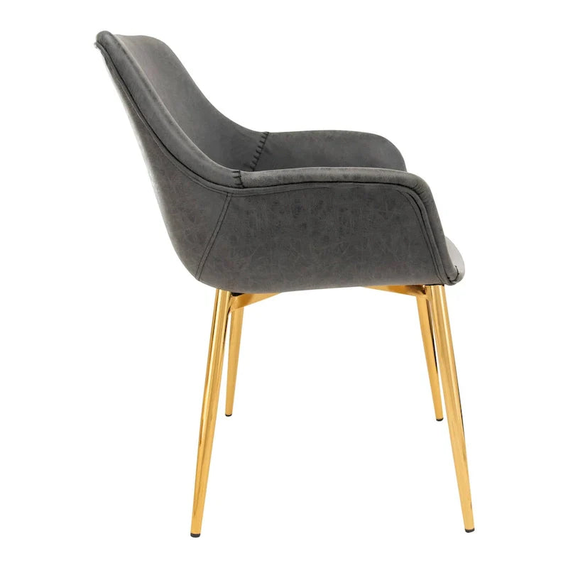 Chaise de salle à manger LeisureMod avec pieds en métal doré, lot de 2 - Marron clair - 24,5Px25,2Lx33H