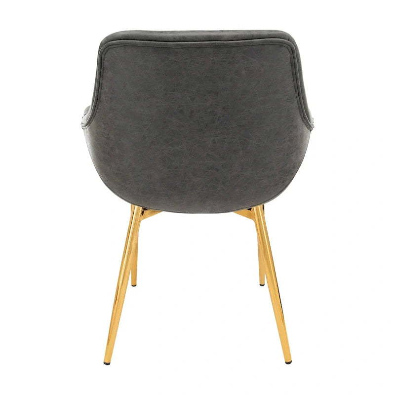 Chaise de salle à manger LeisureMod avec pieds en métal doré, lot de 2 - Marron clair - 24,5Px25,2Lx33H