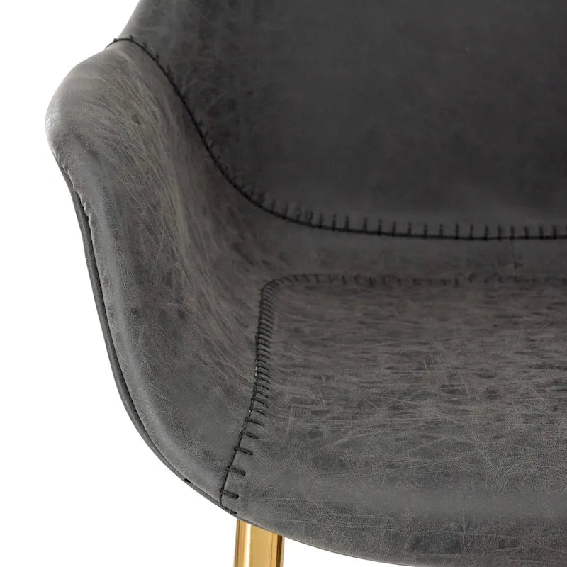 Chaise de salle à manger LeisureMod avec pieds en métal doré, lot de 2 - Marron clair - 24,5Px25,2Lx33H