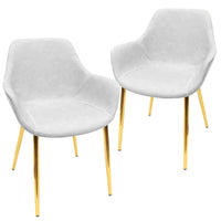 Chaise de salle à manger LeisureMod avec pieds en métal doré, lot de 2 - Marron clair - 24,5Px25,2Lx33H