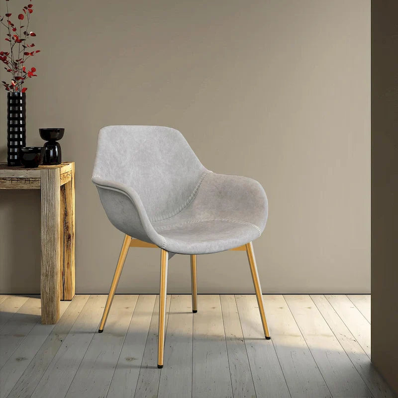Chaise de salle à manger LeisureMod avec pieds en métal doré, lot de 2 - Marron clair - 24,5Px25,2Lx33H