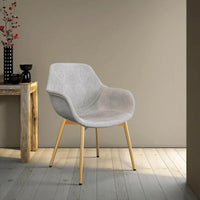 Chaise de salle à manger LeisureMod avec pieds en métal doré, lot de 2 - Marron clair - 24,5Px25,2Lx33H
