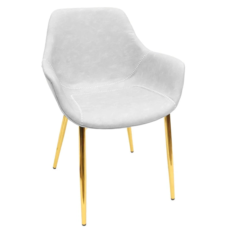 Chaise de salle à manger LeisureMod avec pieds en métal doré, lot de 2 - Marron clair - 24,5Px25,2Lx33H