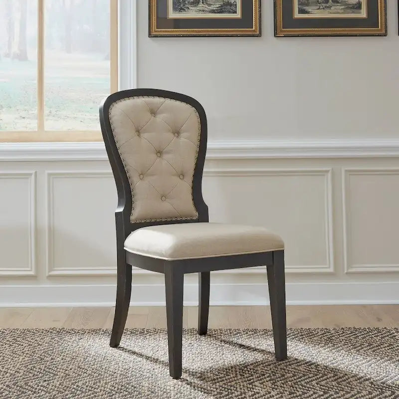 Chaise d'appoint à dossier capitonné rembourrée style ferme Americana (lot de 2)