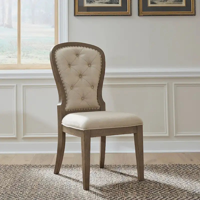 Chaise d'appoint à dossier capitonné rembourrée style ferme Americana (lot de 2)