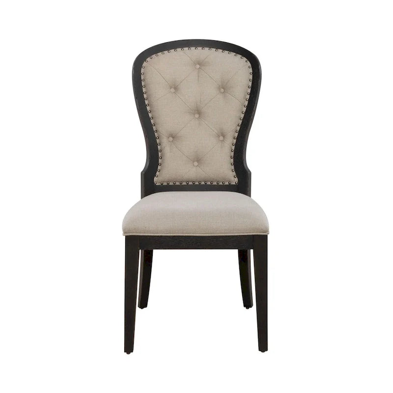 Chaise d'appoint à dossier capitonné rembourrée style ferme Americana (lot de 2)