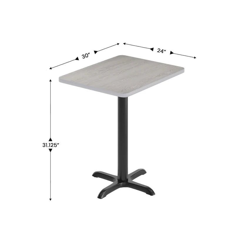 Plateau de table rectangulaire stratifié 24 x 30 avec base de table hauteur 22 x 22 - 24L x 30P x 31,125H