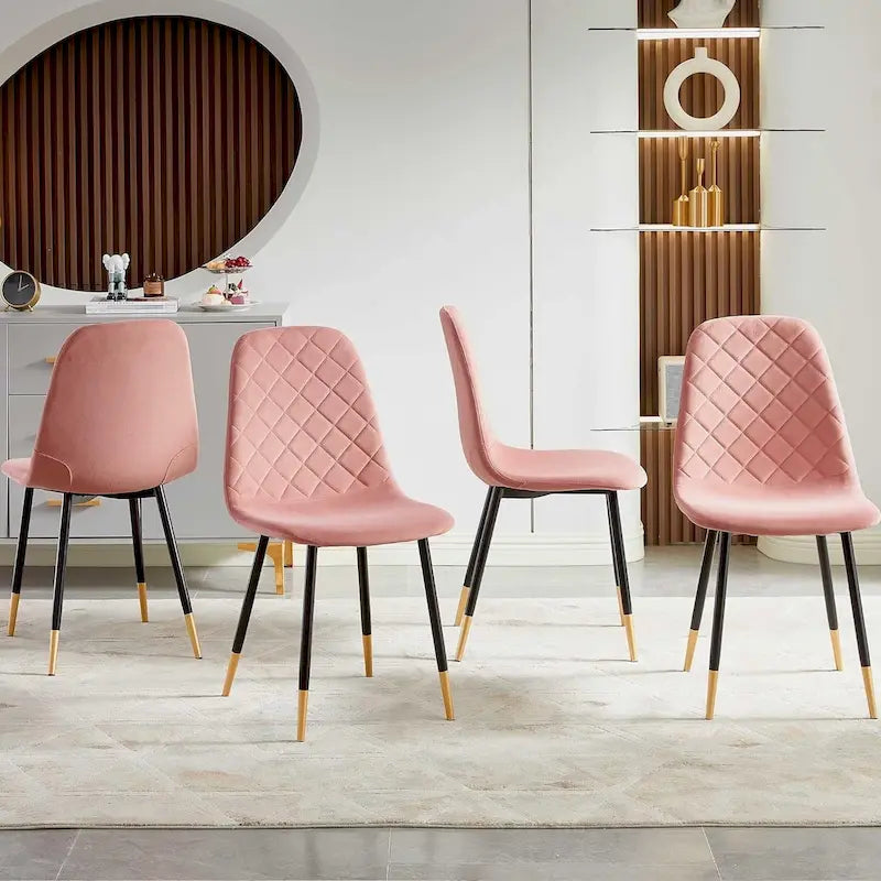 Lot de 4 chaises rembourrées en velours sans accoudoirs Howtai pour cuisine et maison