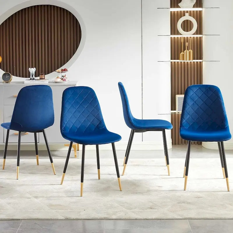 Lot de 4 chaises rembourrées en velours sans accoudoirs Howtai pour cuisine et maison