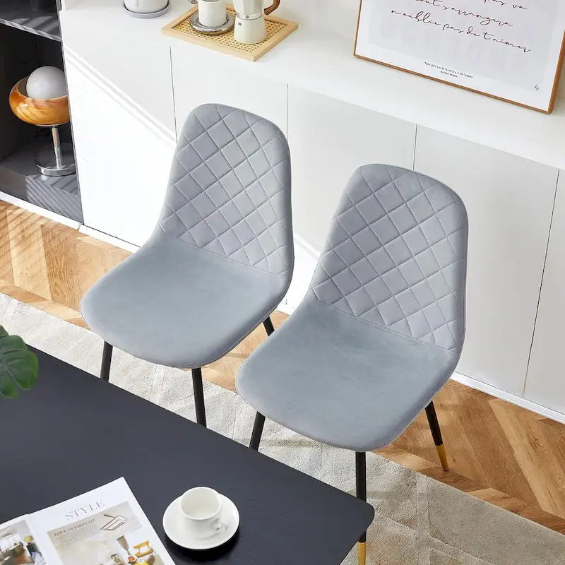 Lot de 4 chaises rembourrées en velours sans accoudoirs Howtai pour cuisine et maison