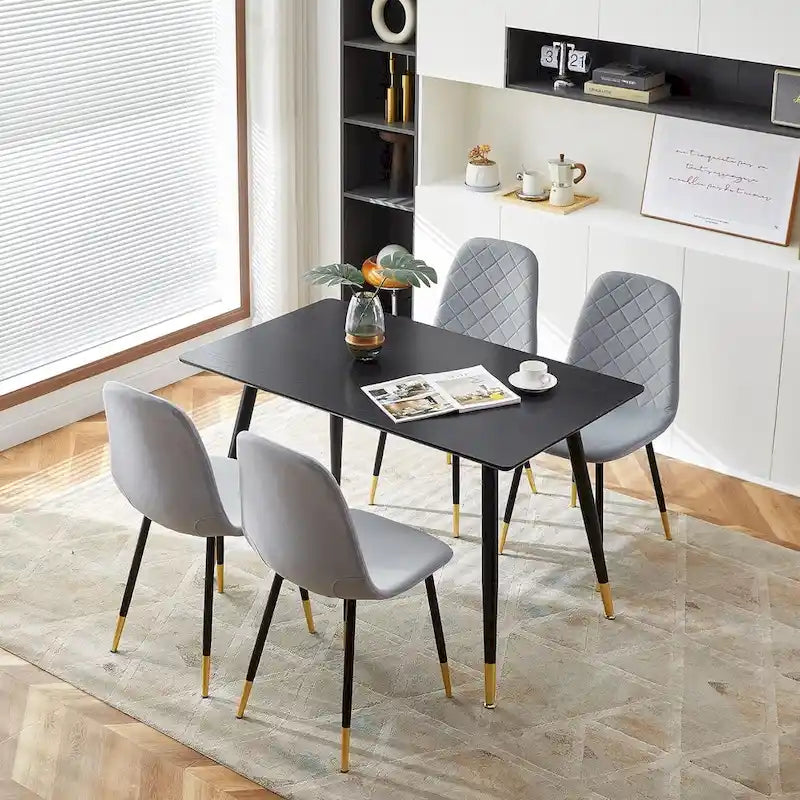 Lot de 4 chaises rembourrées en velours sans accoudoirs Howtai pour cuisine et maison