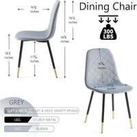 Lot de 4 chaises rembourrées en velours sans accoudoirs Howtai pour cuisine et maison