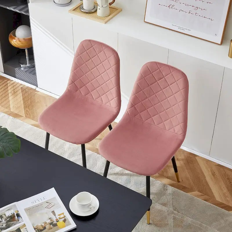 Lot de 4 chaises rembourrées en velours sans accoudoirs Howtai pour cuisine et maison