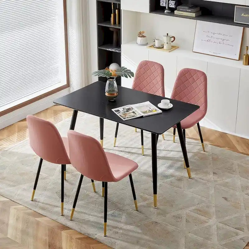 Lot de 4 chaises rembourrées en velours sans accoudoirs Howtai pour cuisine et maison