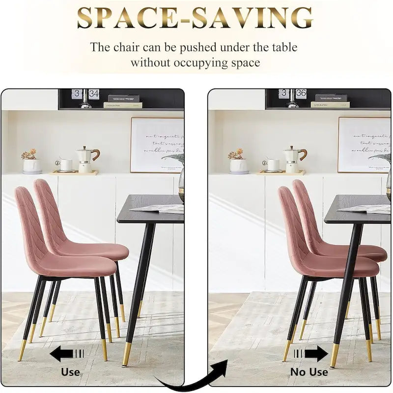 Lot de 4 chaises rembourrées en velours sans accoudoirs Howtai pour cuisine et maison
