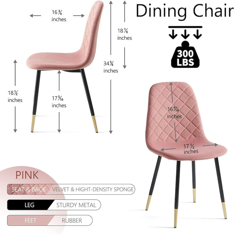 Lot de 4 chaises rembourrées en velours sans accoudoirs Howtai pour cuisine et maison