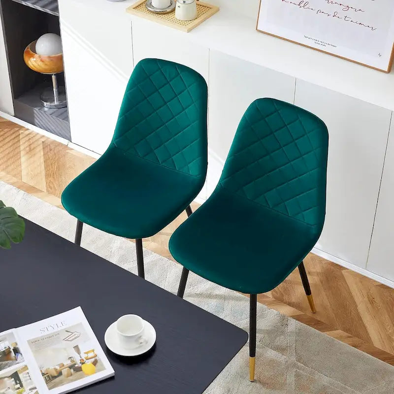 Lot de 4 chaises rembourrées en velours sans accoudoirs Howtai pour cuisine et maison