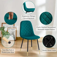 Lot de 4 chaises rembourrées en velours sans accoudoirs Howtai pour cuisine et maison