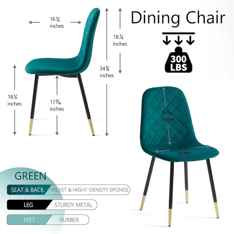 Lot de 4 chaises rembourrées en velours sans accoudoirs Howtai pour cuisine et maison